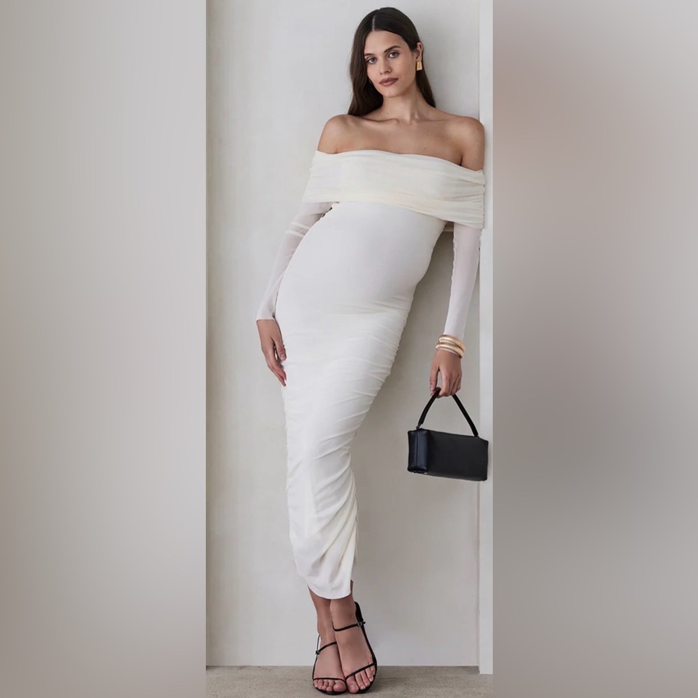 Off-Shoulder White Maxi Dress